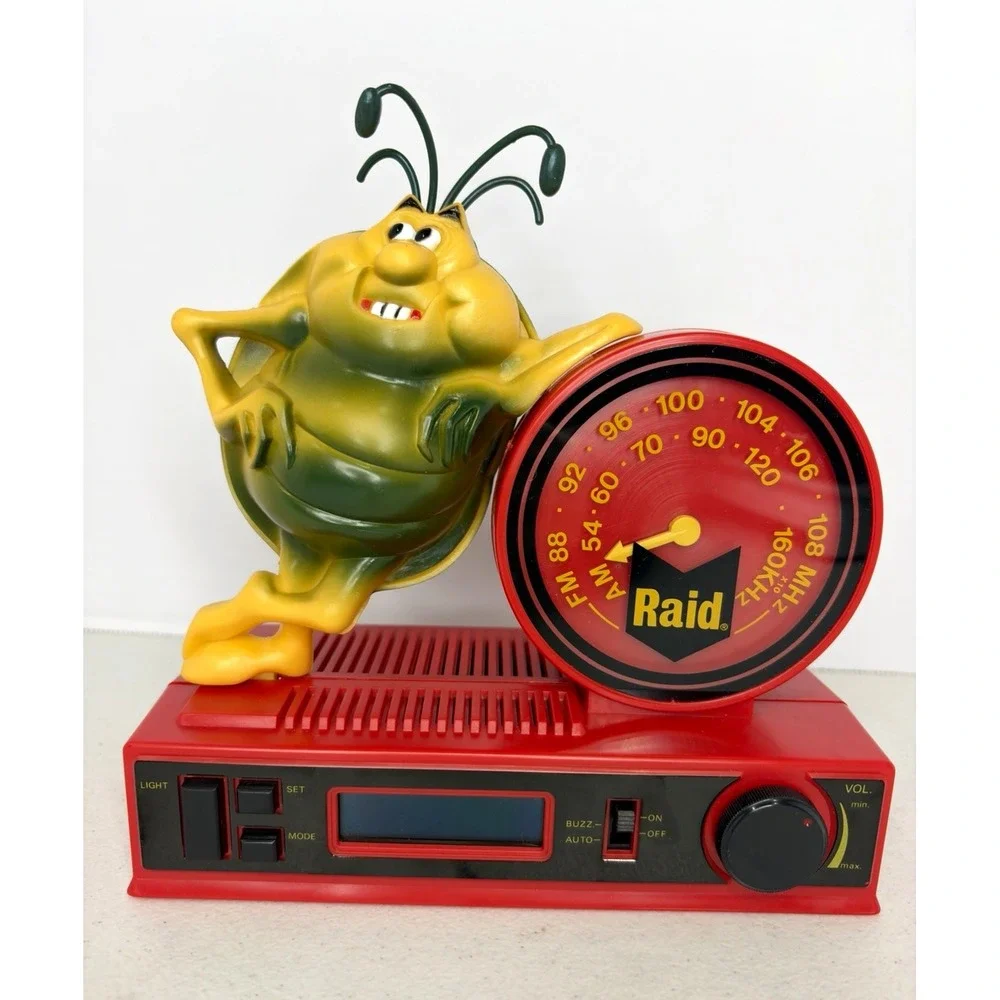 Vintage Raid Bug AM/FM Alarm Clock Radio SC Johnson Promotional Advertising Rare